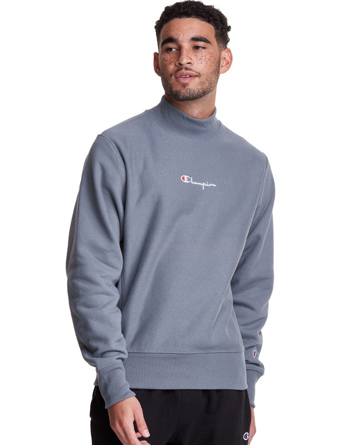 Champion Reverse Weave Mock Neck Crew - Miesten Harmaat Collegepaita - Suomi 3496721-JP